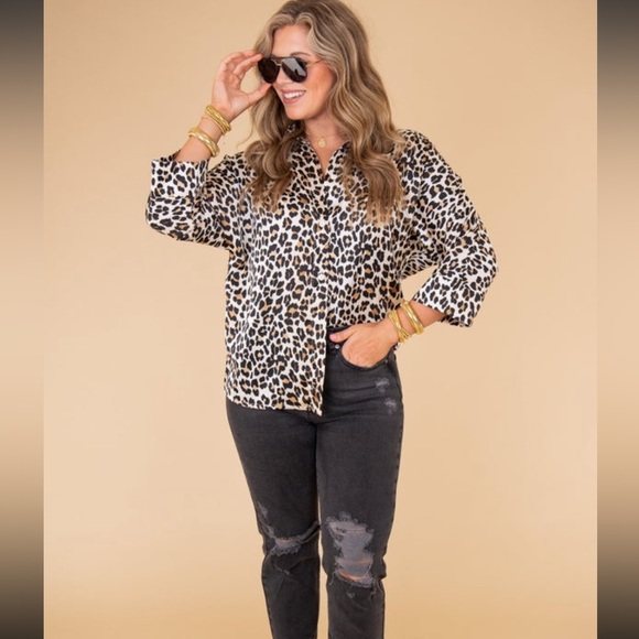 Leopard Stolen Glance Blouse - Molly Bracken - Off White Leo - L - Picture 2 of 9